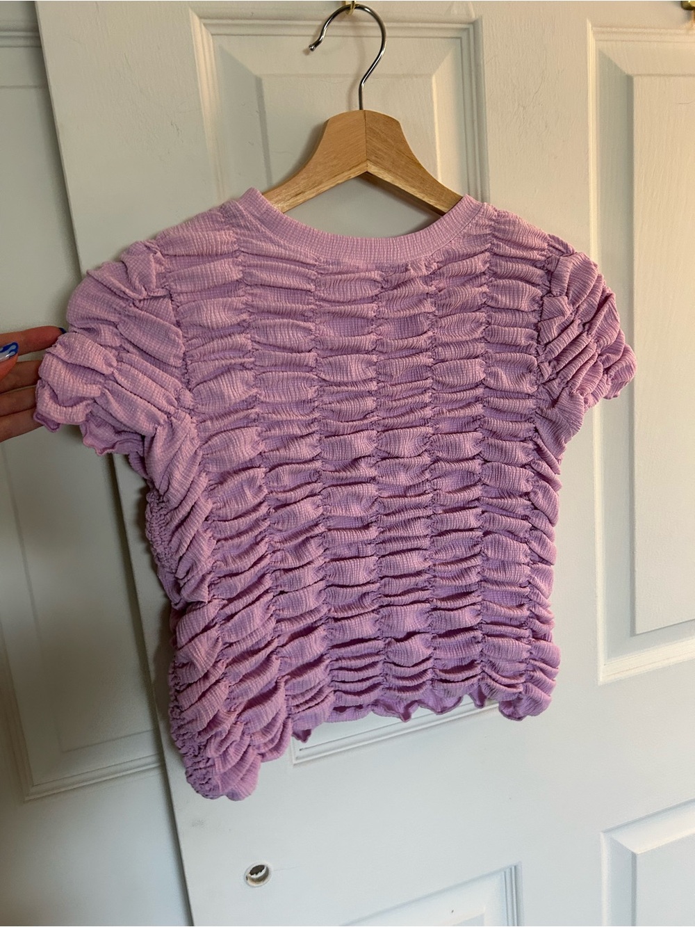 Anthropologie Lavender ruched top - Picture 2 of 3